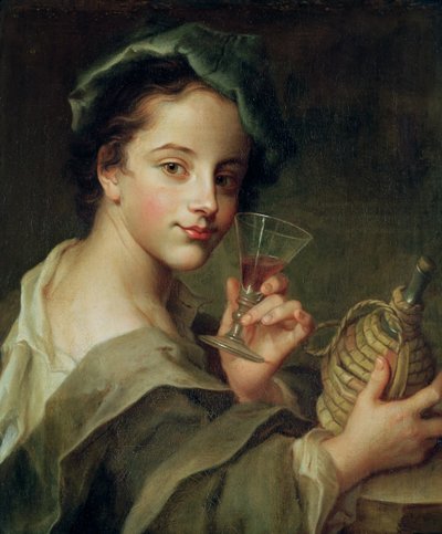 Frau mit einem Glas Wein von Philippe Mercier